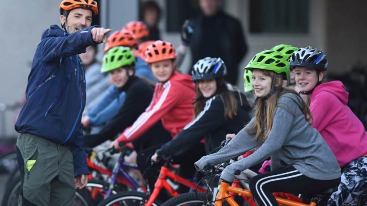 pupils on bikes with their Walk Wheel Cycle Trust I Bike cycle training instructor