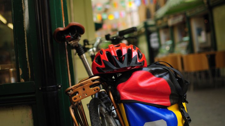 Bike in a shopping street