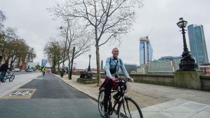 man cycling urban London