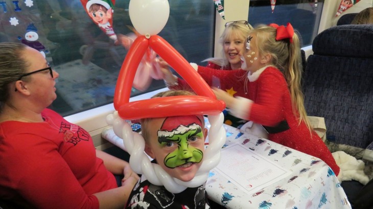 Children Enjoy The Santa Train As Part Of The Kent Community Rail Partnership 