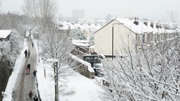 A snowy cycle path