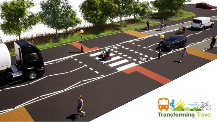 Graphic showing proposed cycle route and pavement improvements