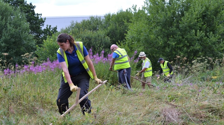Walk Wheel Cycle Trust volunteers scythe a path